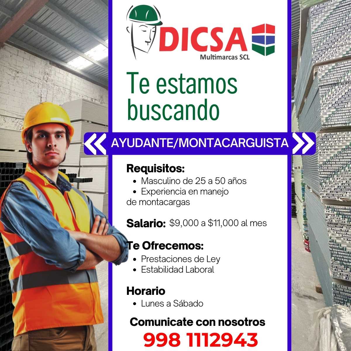 Ayudante General en Dicsa Cancún