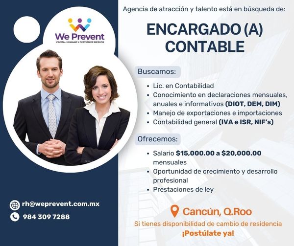 Gerente de Contabilidad en Cancun We prevent