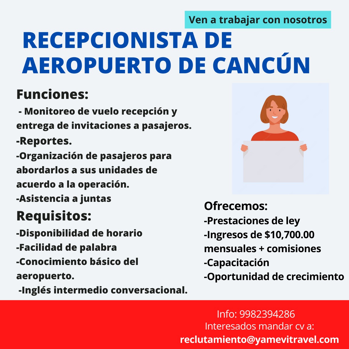 Recepcionista de Aeropuerto en Cancún