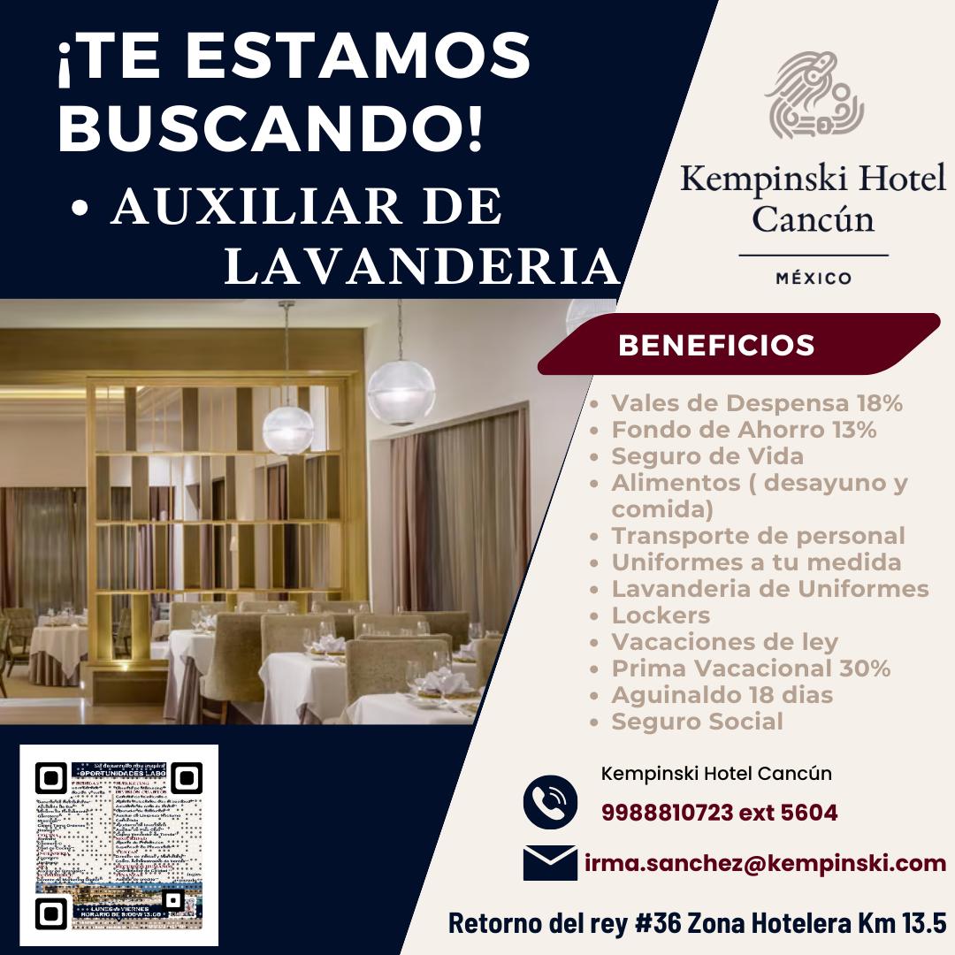 Auxiliar de Lavanderia Kempinski Hotel Cancún