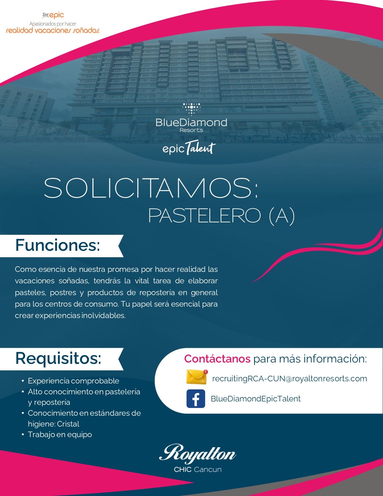 Pastelero en Royalton Cancún