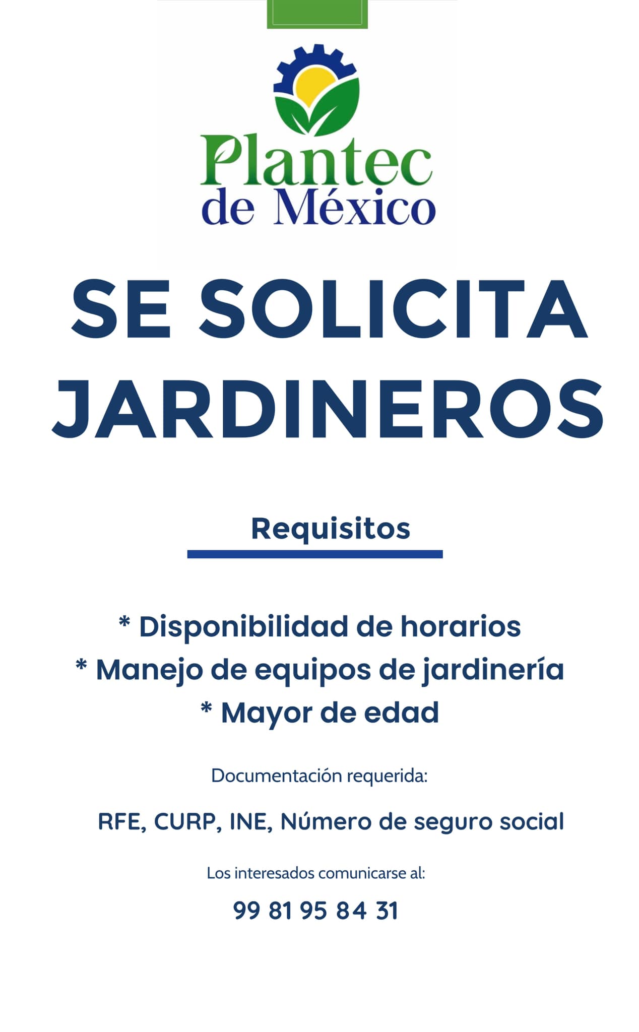 jardinero en Plantec de Mรฉxico Cancรบ