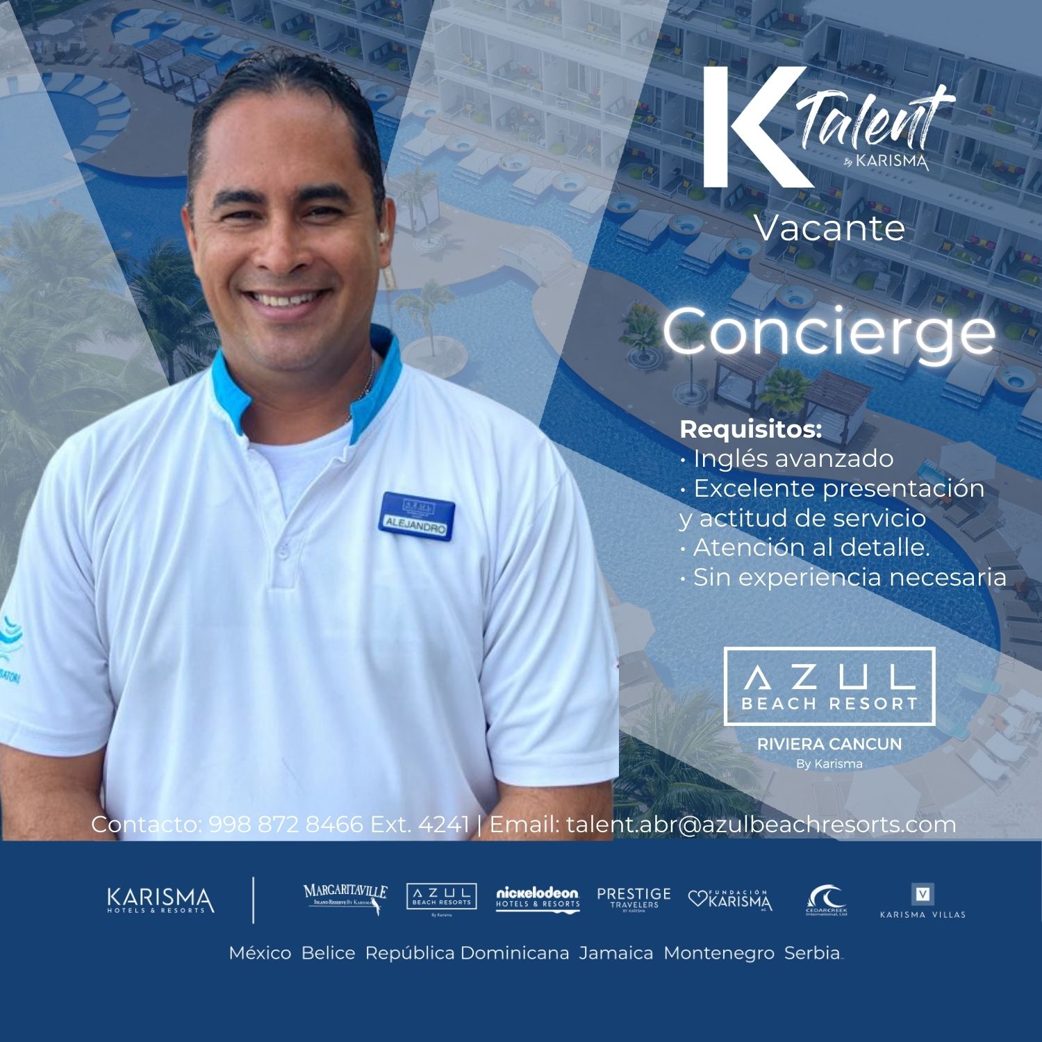 Empleo de Concierge en Hotel Azul Cancún